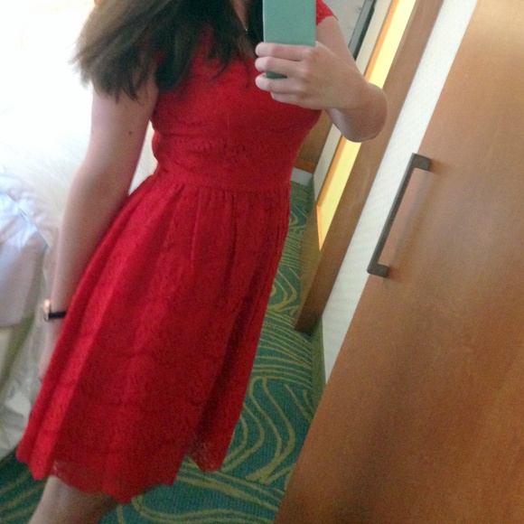 Kensie Red Lace Cap Sleeve Dress | Sz Small/4 - Picture 3 of 8